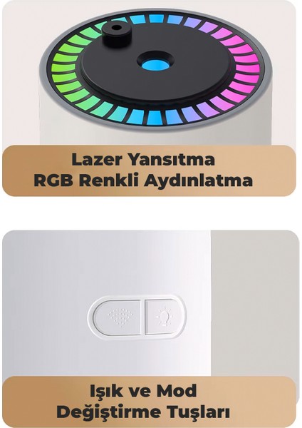 Mini Taşınabilir Lazer & Rgb Yıldız Işıklı Ultrasonik Hava Nemlendirici Araç / Ev Kullanımı, 280 ml fiyatları