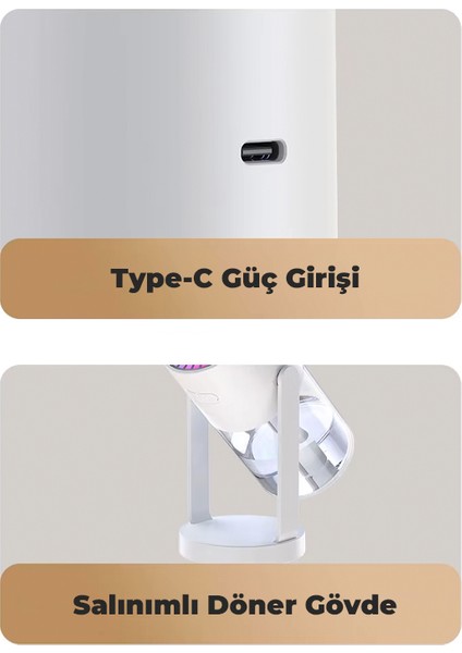 Mini Taşınabilir Lazer & Rgb Yıldız Işıklı Ultrasonik Hava Nemlendirici Araç / Ev Kullanımı, 280 ml