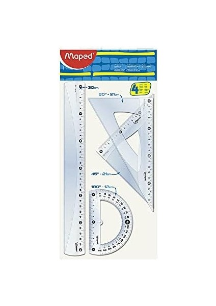 Wıgo Set Cetvelli, 30 Cm, 2 Üçgen 21 Cm, Açı Ölçer, 12 Cm, B