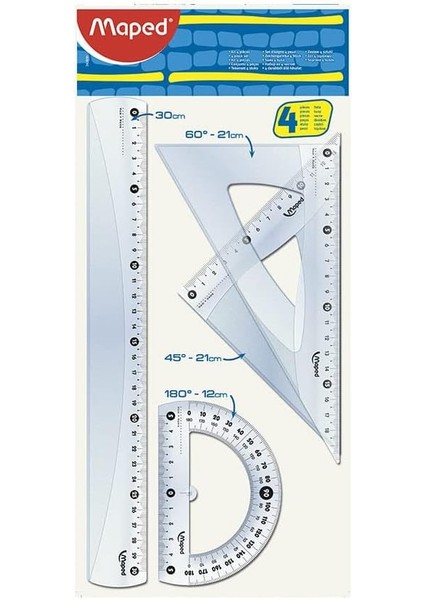 Wıgo Set Cetvelli, 30 Cm, 2 Üçgen 21 Cm, Açı Ölçer, 12 Cm, B fiyatları