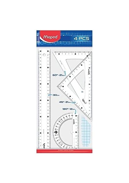 Wıgo Set Cetvelli, 30 Cm, 2 Üçgen 21 Cm, Açı Ölçer, 12 Cm, B modelleri
