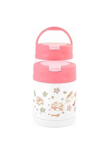 Çelik Içli Termos 350 ml Pembe Çelik Kaşık Ile TX-6129