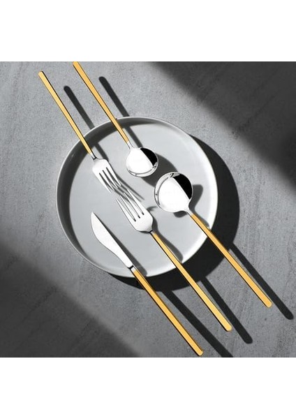 Nehir Altın Sade 12 Kişilik 84 Parça Çatal Kaşık Bıçak Takımı modelleri