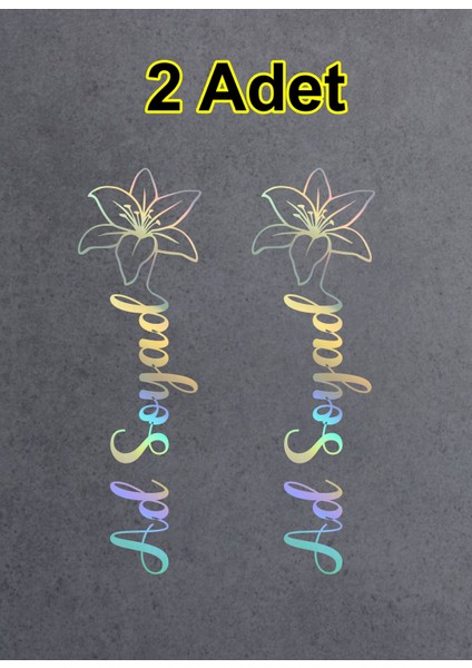 Kır Çiçekli Ad Soyad Sticker - Kişisel Isim Soyisim Sticker - Araba Oto Motosiklet Karavan Sticker 00306