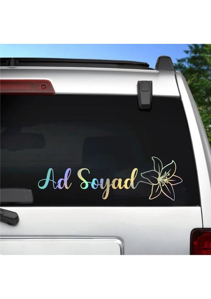 Kır Çiçekli Ad Soyad Sticker - Kişisel Isim Soyisim Sticker - Araba Oto Motosiklet Karavan Sticker 00306 fiyatları