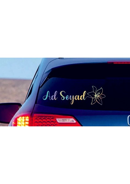 Kır Çiçekli Ad Soyad Sticker - Kişisel Isim Soyisim Sticker - Araba Oto Motosiklet Karavan Sticker 00306 fırsatları