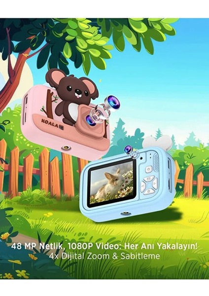 Çocuk Tasarımlı Çocuk Fotoğraf Makinesi – 48 Mp, 1080P Video, Dijital Zoom, Mini Tripodlu modelleri