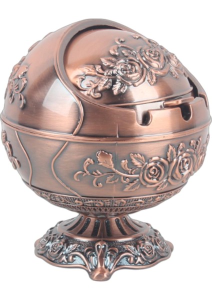 Lüks Gül Motifli Metal Top Rüzgar Geçirmez Küllük Tütsülük Çok Fonksiyonlu Dekoratif Obje Biblo Md 2 indirimleri