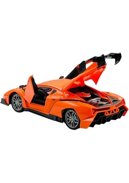 Oyuncak Kapıları ve Bagajı Açılan Uzaktan Kumandalı Full Fonksiyon Şarjlı Arabası Süper Hızlı 1:16 Işıklı Spor Araba (Turuncu) modelleri