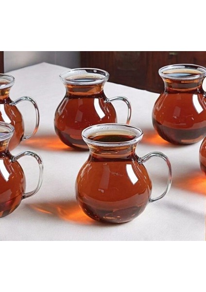 6 Lı Kulplu Tombul Çay Bardağı Kazan Çay Bardağı Borosilikat Isıya Dayanıklı Sunum Balon Çay Bardağı modelleri