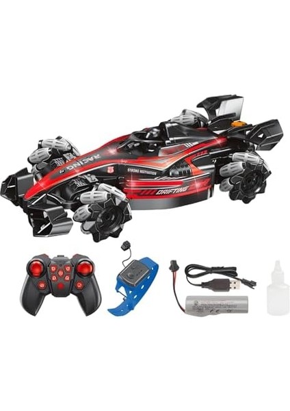 Oyuncak Uzaktan ve Bilekten Kumandalı Full Fonksiyon Hareket Eden Buhar Atan 360° Kendi Ekseni Etrafında Dönebilen ve 180° Yatay Hareket Edebilen Formula 1 Yarış Arabası Araba (Kırmızı) fiyatları