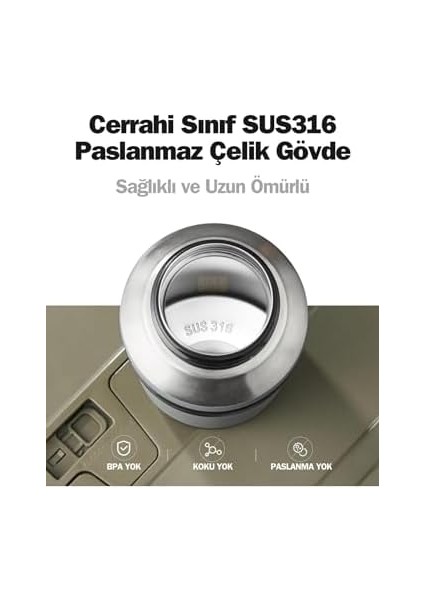Tkk Büyük Boy 1000ML Pipetli/pipetsiz Kullanım Askılı Paslanmaz Çelik Termos Matara (Turuncu)