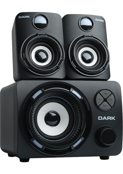 Dark SP-214 11W Rms 7 Farklı Renk Titreşimli LED 2+1 Multimedia Speaker Hoparlör (DK-AC-SP214)