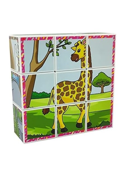 Hayvanları 3D Manyetik Puzzle (9 Mıknatıslı Küp 6 Yapboz)