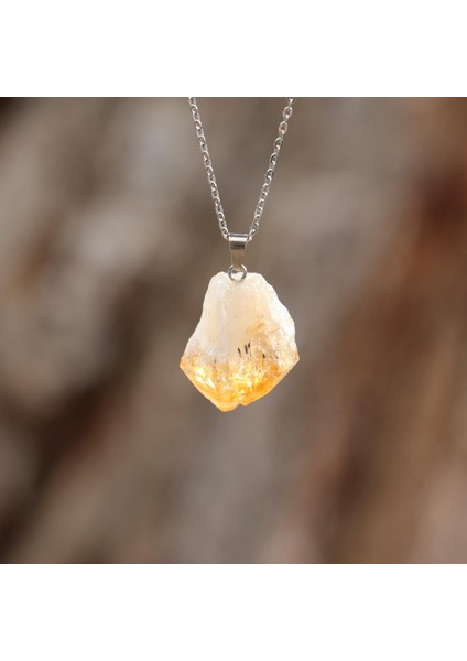 Ham Sitrin Taşı Çelik Kolye – Para Taşı modelleri