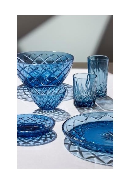 Glas Sorrento Tabak 4 Adet Çap:16 cm Mavi