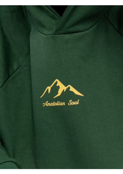 Unisex Oversize Kapüşonlu Baskılı Anatolian Soul Sweatshirt fırsatları