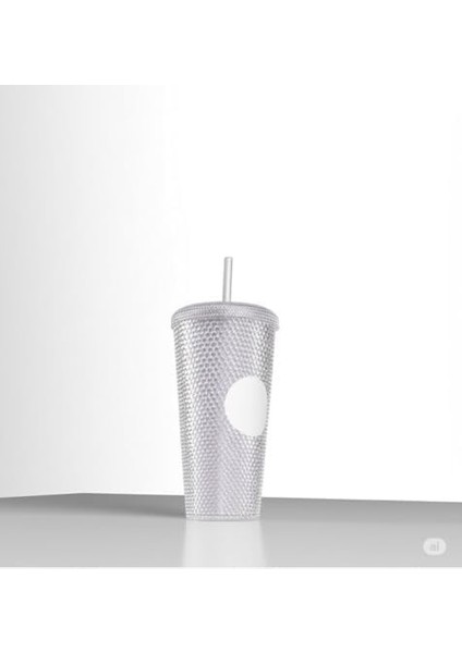 Efe Mark Kristal Desen 750 ml Pipetli Soğuk Içecek/kahve Bardağı Beyaz