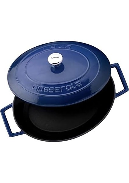 Metal Oval Döküm Tencere, 27 Cm, 3.91 L Hacim, Mavi