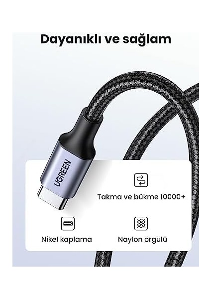 Ugreen USB C Auf USB C Kablo 60W Pd 2.0, Pps Usb-C Ladekabel 15 Pro Max ile Uyumlu Galaxy S23 S22 S21 A54 A34 A14 MacBook Air M2 iPad Pro 12.9 iPad Air 5/mini 6, 7 Pro Usw. (1m) fiyatları