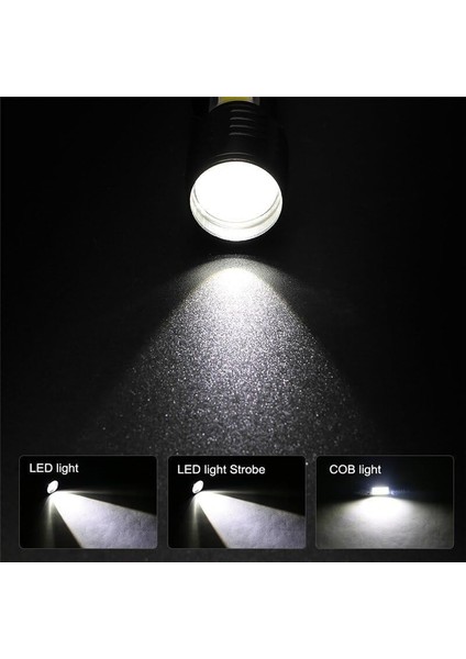 Mini Taktik El | 500 Lümen Zoomlu LED + Yan Cob Işık | 500 Mah USB Şarjlı, 3 Modlu, Gövde | Kompakt, Dayanıklı Kamp ve Acil Işığı modelleri