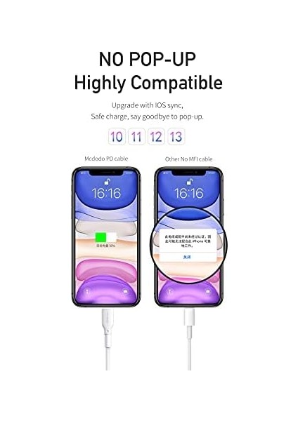 Mcdodo 18W Pd Flexible Type-C To Lightning Data-Şarj Kablosu 1.2, Beyaz modelleri