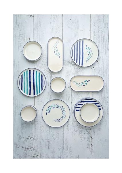 Kevin Seramik 14 Parça 6 Kişilik Özel Tasarım Hand Made Stackable Kahvaltı Takımı modelleri