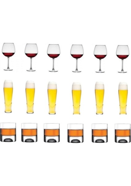 Yılbaşı Özel Meşrubat Bardağı Şarap Viski Bardak Seti 18 Parça Orjinal