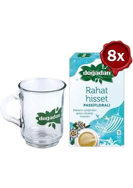 Doğadan Rahat Hisset Passifloralı 18&apos;li x 8 ve Doğadan Cam Bardak Hediyeli
