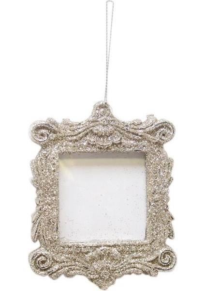 Yılbaşı Ağaç Süsü Simli Çerçeve Asılabilir Dekoratif Süs Şampanya 10 cm fiyatları