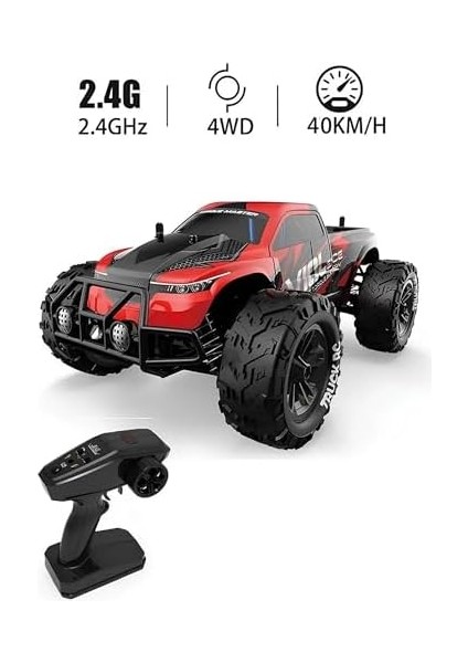 2.4ghz Uzaktan Kumandalı 1:16 Ölçek 40 Km Hız Yapabilen Şarjlı 4x4 Metal Iç Aksamlı Off-Road Araba (K.kırmızı) modelleri