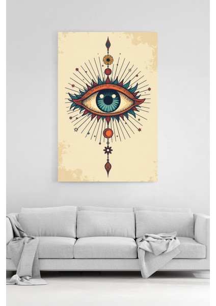 Boho Göz Nazar Boncuğu %100 Pamuk Kanvas Dekoratif Sanat Duvar Tablosu