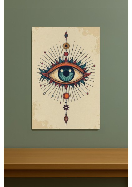 Boho Göz Nazar Boncuğu %100 Pamuk Kanvas Dekoratif Sanat Duvar Tablosu fiyatları