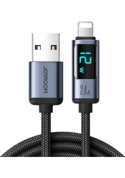 S-AL012A16 Lıghtnıng 2.4A 1.2m LED Ekranlı - Siyah modelleri