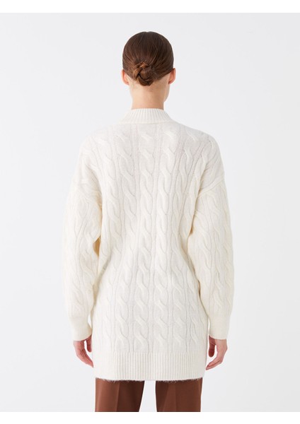 Yeni Sezon Yarım Balıkçı Yaka Kendinden Desenli Uzun Kollu Kadın Triko Tunik indirimleri