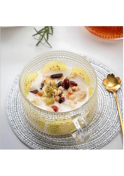 2 Adet Boncuk Desenli Kulplu Kase - Şeffaf Cam, ve Soğuk Kullanım Için Büyük Kase, Meyve, Yoğurt, Yulaf, Çay ve Tatlı Için Çok Amaçlı Kase fiyatları