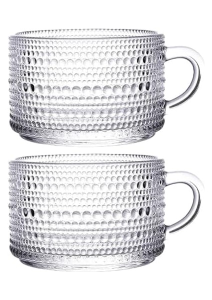 2 Adet Boncuk Desenli Kulplu Kase - Şeffaf Cam, ve Soğuk Kullanım Için Büyük Kase, Meyve, Yoğurt, Yulaf, Çay ve Tatlı Için Çok Amaçlı Kase modelleri