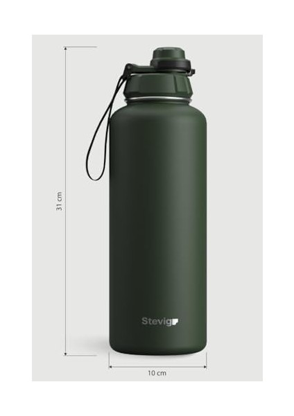 1 Hand Leak-Proof Sızdırmaz Çelik Termos 1500 ml Green ST-252