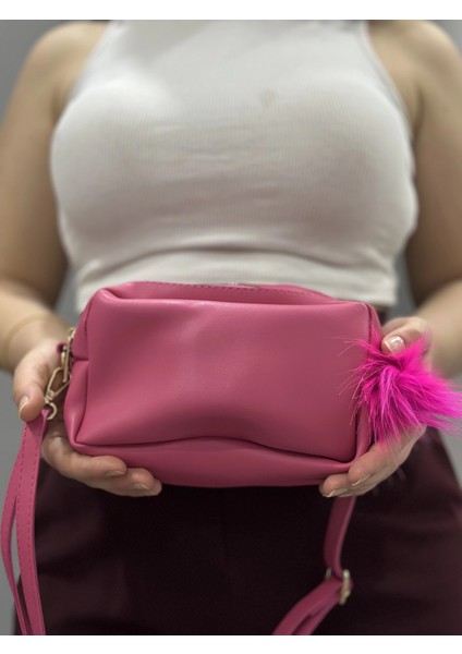Nrzsnt Ponpon Fuşya Cilt Çanta Vizon (Beden: Standart) modelleri