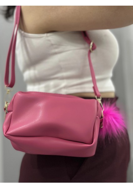 Nrzsnt Ponpon Fuşya Cilt Çanta Vizon (Beden: Standart) fırsatları