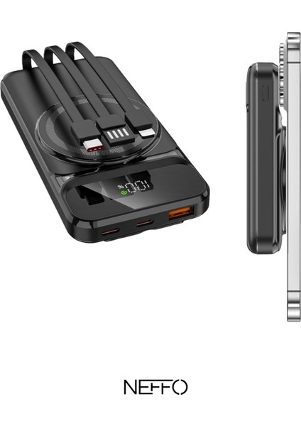 10000MAH Magsafe 15W Kablosuz ve 22.5W Hızlı Kablolu Şarj Destekli Manyetik Powerbank – LCD Ekranlı modelleri