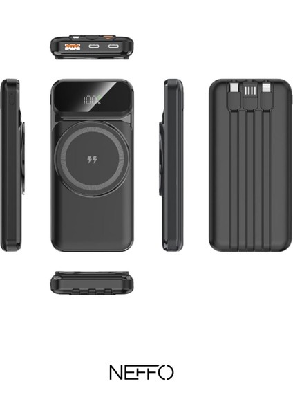 10000MAH Magsafe 15W Kablosuz ve 22.5W Hızlı Kablolu Şarj Destekli Manyetik Powerbank – LCD Ekranlı indirimleri