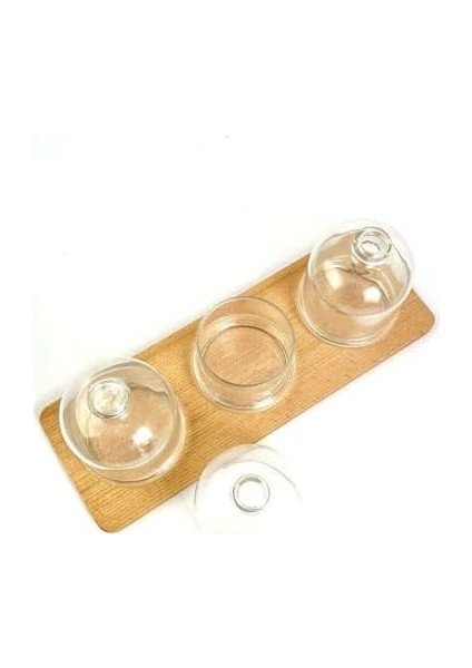 Ahşap Standlı Reçellik Seti Cam Kapaklı Reçellik Ballık 3lü Saklama Kabı modelleri