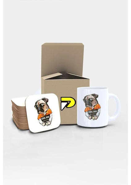 Suçlu Köpek Tasarımlı Baskılı Kupa Bardak Seti, Eğlenceli Özel Hediye Mug