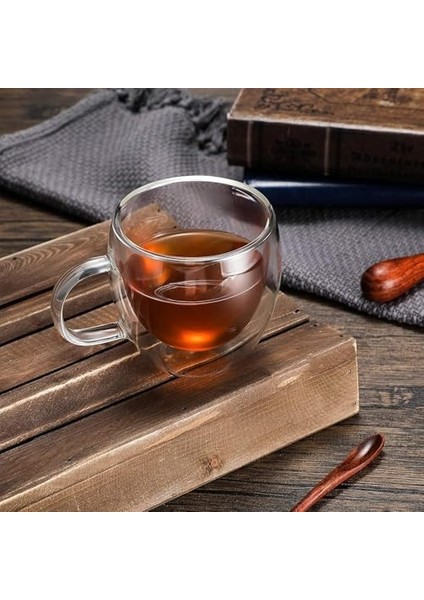 Cift Cidarlı Macchiato Bardak Seti,çift Duvarlı Kulplu Kahve Bardağı, 250 ml Kahve Fincanı, Cam, Cappuccino,, Çay,,süt Için (2 Adet) fiyatları