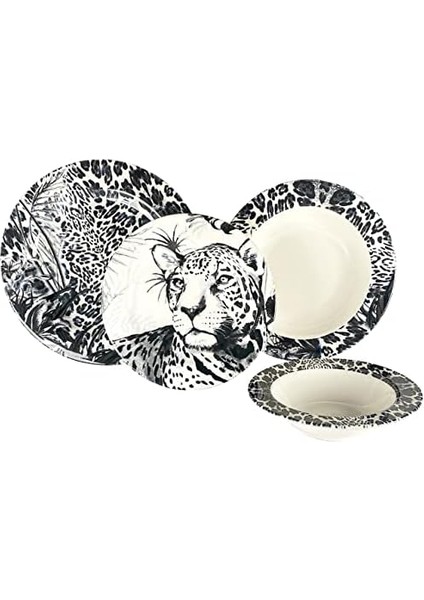 Zm Siyah Leopar 24 Parça Tabak Seti fiyatları