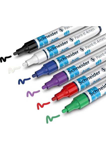 Akrilik (4 mm Yuvarlak Uçlu, Yüksek Kapatıcı Akrilik, Ahşap, Tuval, Taş Vb. Için) 6 Adet, Sınıflandırılmış, 4 mm Çizgi Genişliği