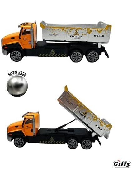 Uzaktan Kumandalı Kamyon Şarjlı Işıklı Metal Kasa Dorse Hareketli Full Fonksiyon Iş Makinesi R/c Araç