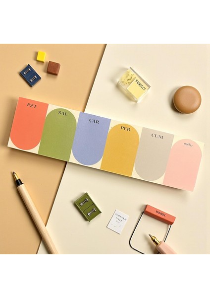 Renkli Haftalık Masa Planlayıcı | Klavye Altı Bloknot – 80 Yaprak, 90 gr Ivory Kağıt, 8X30 cm (Style 2) fiyatları