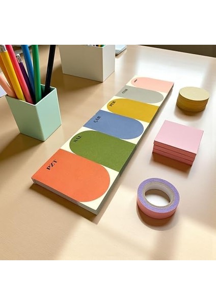 Renkli Haftalık Masa Planlayıcı | Klavye Altı Bloknot – 80 Yaprak, 90 gr Ivory Kağıt, 8X30 cm (Style 2) modelleri